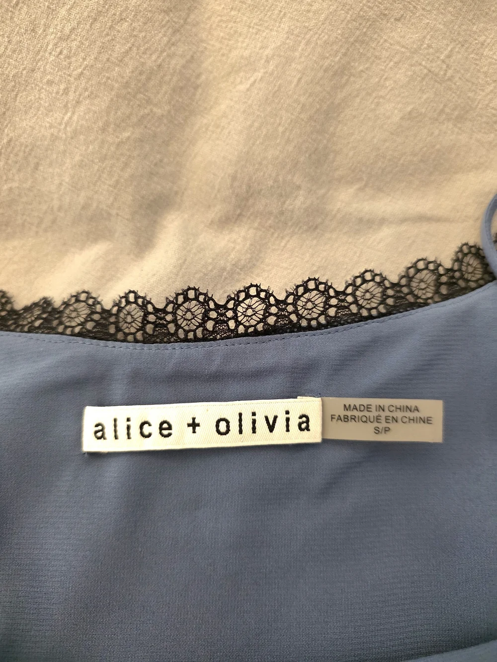 Alice + Olivia Blue Silk Lace-detail Cami